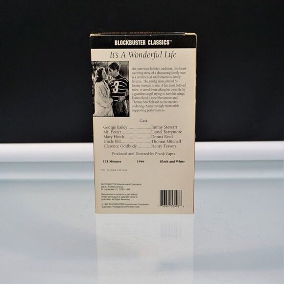 It's A Wonderful Life VHS Tape 1992 Movie Blockbuster Classics James Stewart - Picture 3 of 4